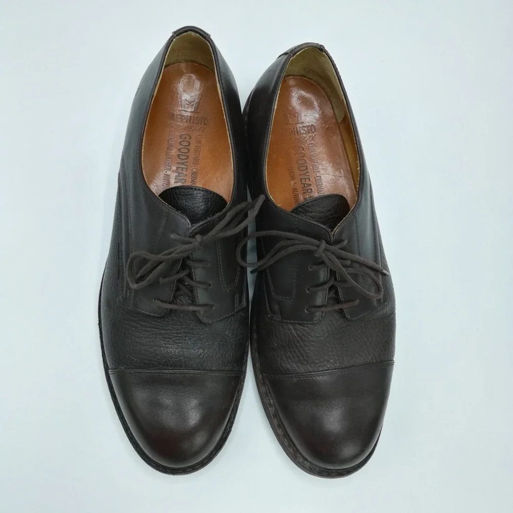 Mephisto Shoes Mens Oxford Melchior Cap Toe Brown Pebble Grain Leather 11